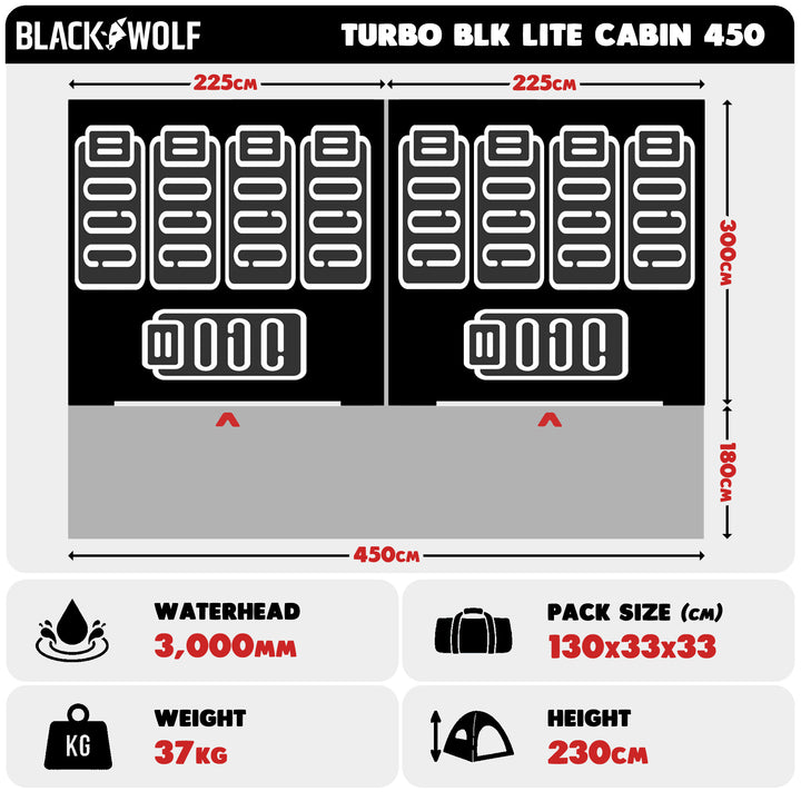 Turbo BLK Lite Cabin 450 Tent