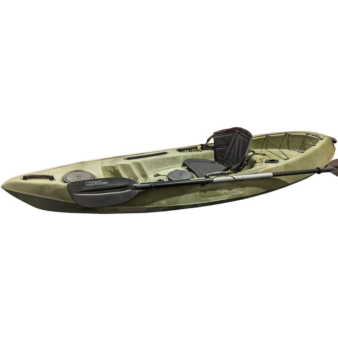 2.7M Fishing Kayak Single Sit-on Canoe 5 Rod Holders Seat Paddle Beige Camo